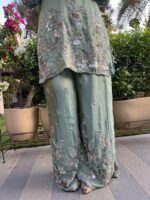 Teal embroidered floral co-ord set