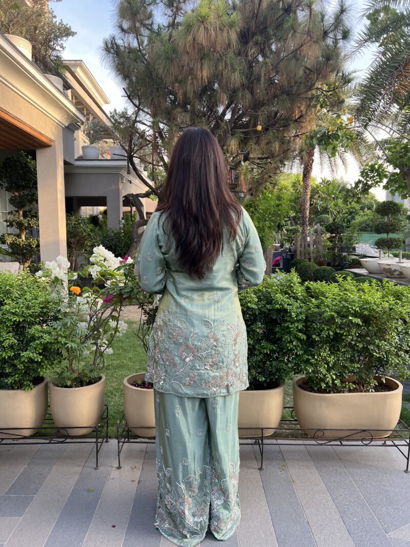 Teal embroidered floral co-ord set