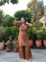 Rust embroidered luxe co-ord set