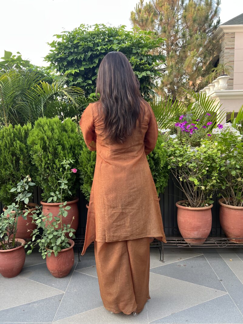 Rust embroidered luxe co-ord set