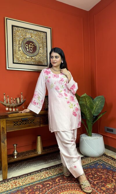 Pink floral bloom farshi salwar suit set