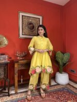 Yellow floral elegant suit set