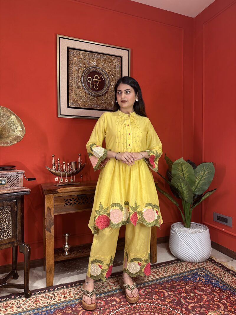 Yellow floral elegant suit set