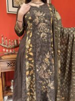 Olive elegant Anarkali suit set with dupatta