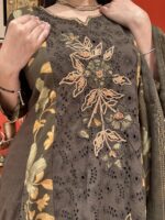 Olive elegant Anarkali suit set with dupatta