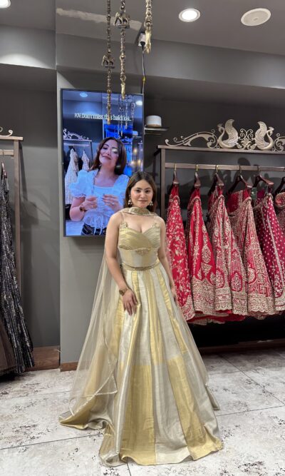 Creme yellow elegant lehenga set