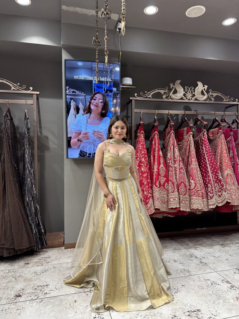 Creme yellow elegant lehenga set