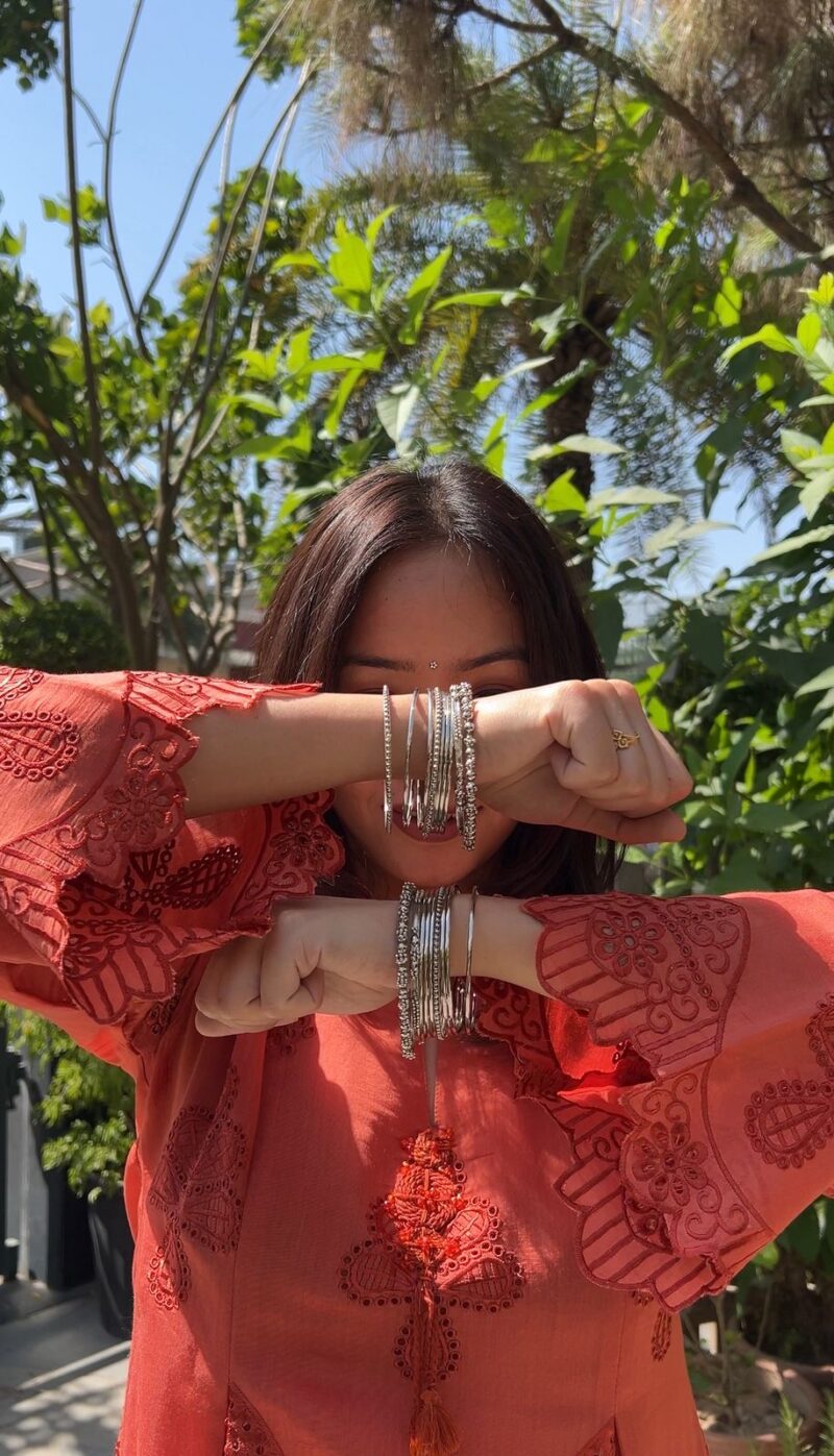 Rust orange charm embroidered co-ord set