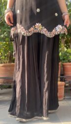 Midnight black embroidered sharara set with dupatta