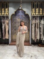 Moonlit pearl drape saree