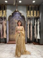 Golden embellished heritage saree