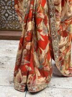 Sunset scarlet embellished saree