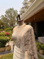 Pearl cascade drape saree