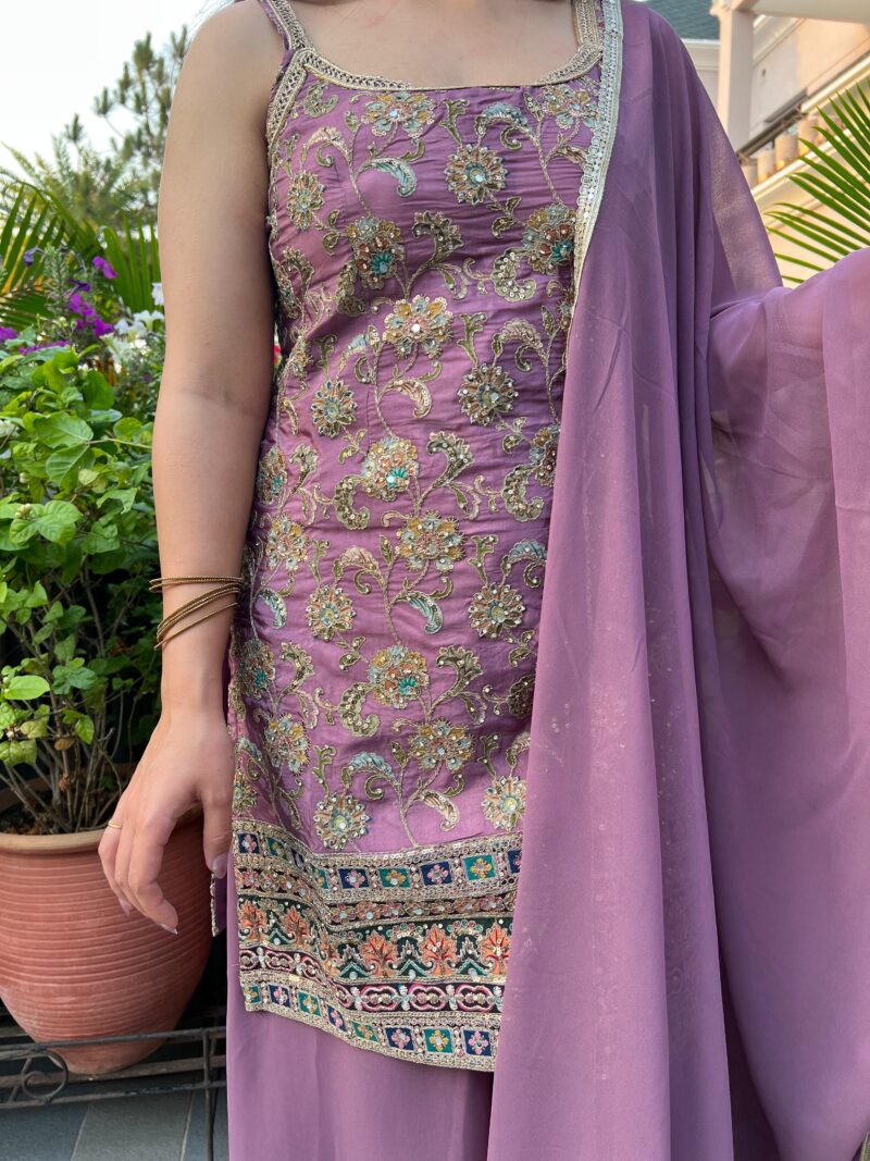 Lavender gold sharara set with dupatta