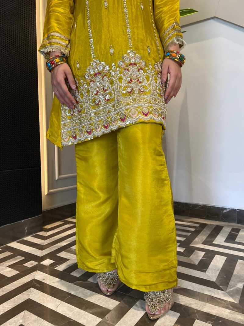 Vibrant mustard elegant festive co-ord set