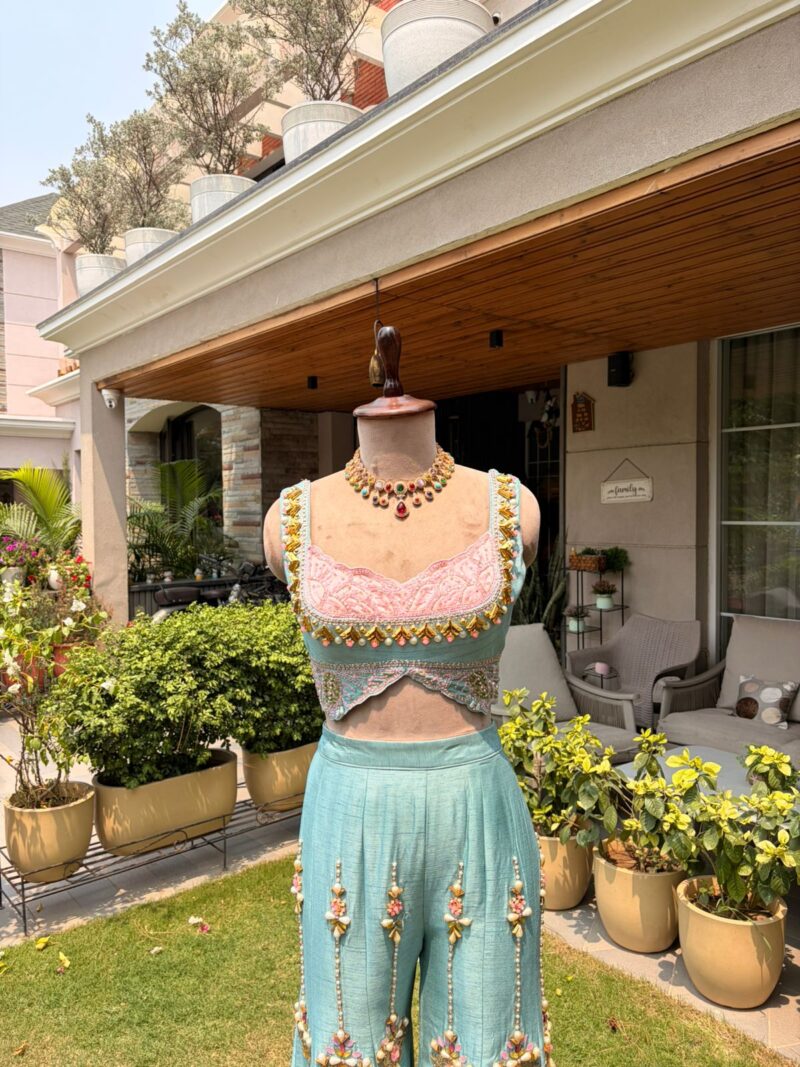 Elegant mint embroidered co-ord set