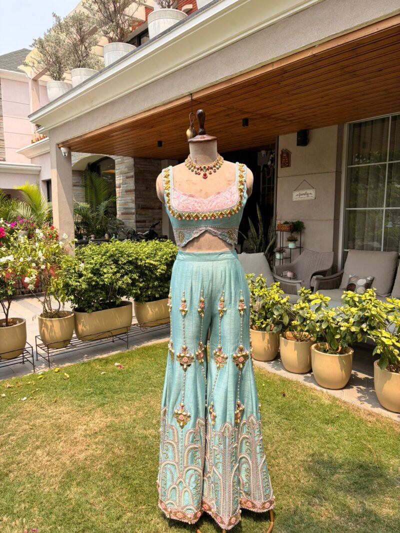 Elegant mint embroidered co-ord set