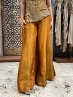 Rust golden sequinned sharara suit set