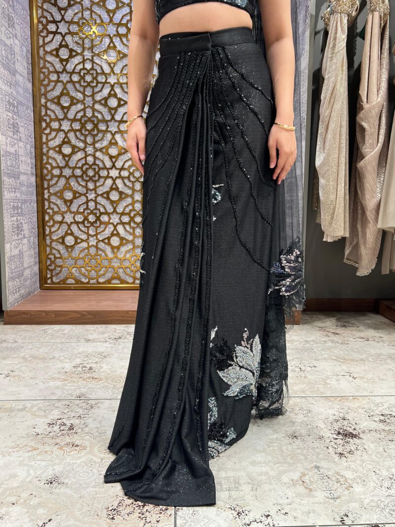 Midnight sequin elegant drape saree