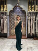 Green embellished elegent drape saree