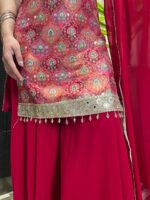 Red embellished suit set with dupatta