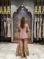 Mauve celestial sharara set with jacket