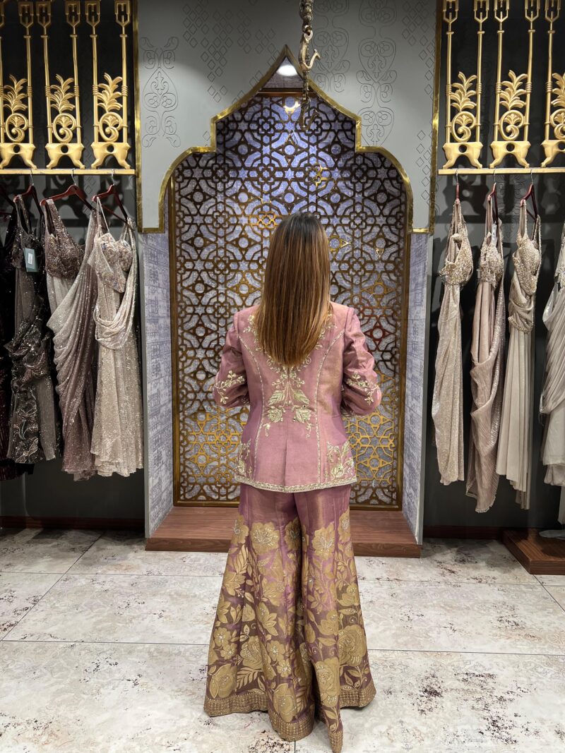 Mauve celestial sharara set with jacket