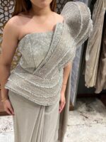 Pearl embellished drape saree