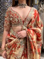 Sunset scarlet embellished saree
