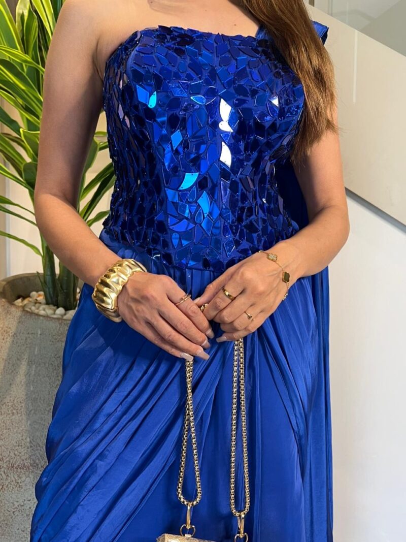 Royal blue elegant drape saree