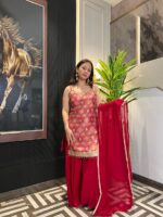 Red embellished suit set with dupatta