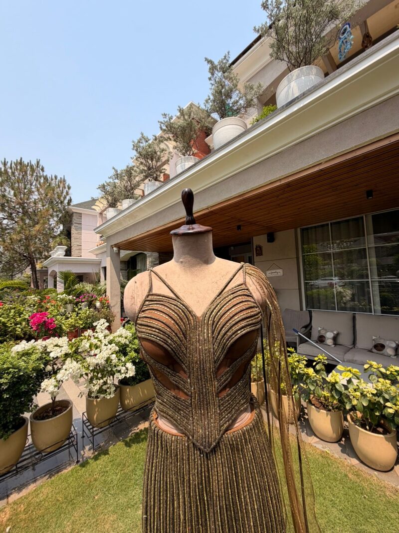 Royal copper embellished fusion fishcut set