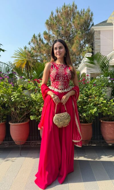 Hot pink elegant embellished set