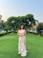 Celestial pearl drape saree