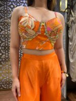 Sunset orange fusion Indo-western set