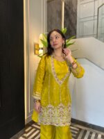 Vibrant mustard elegant festive co-ord set