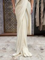 Pure ivory embellished drape saree