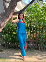 Blue elegant embroidered co-ord set