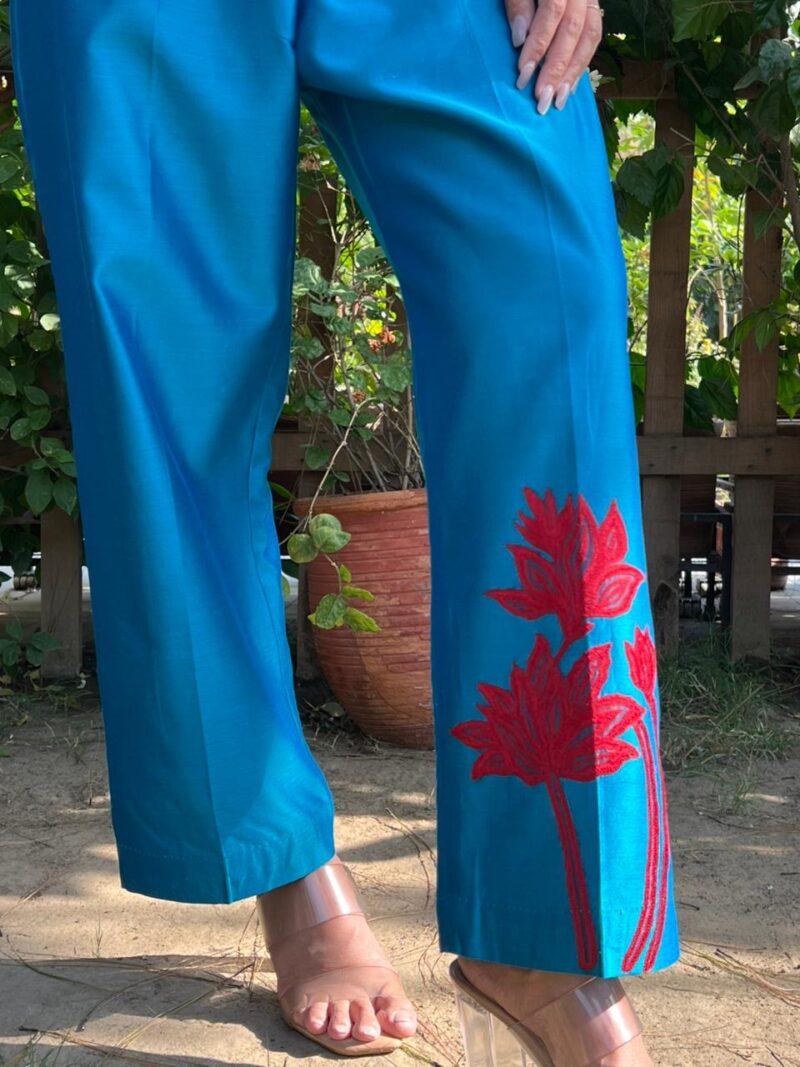 Blue elegant embroidered co-ord set