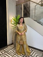 Olive green embellished gharara set
