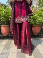 Ruby red veil sharara set with dupatta
