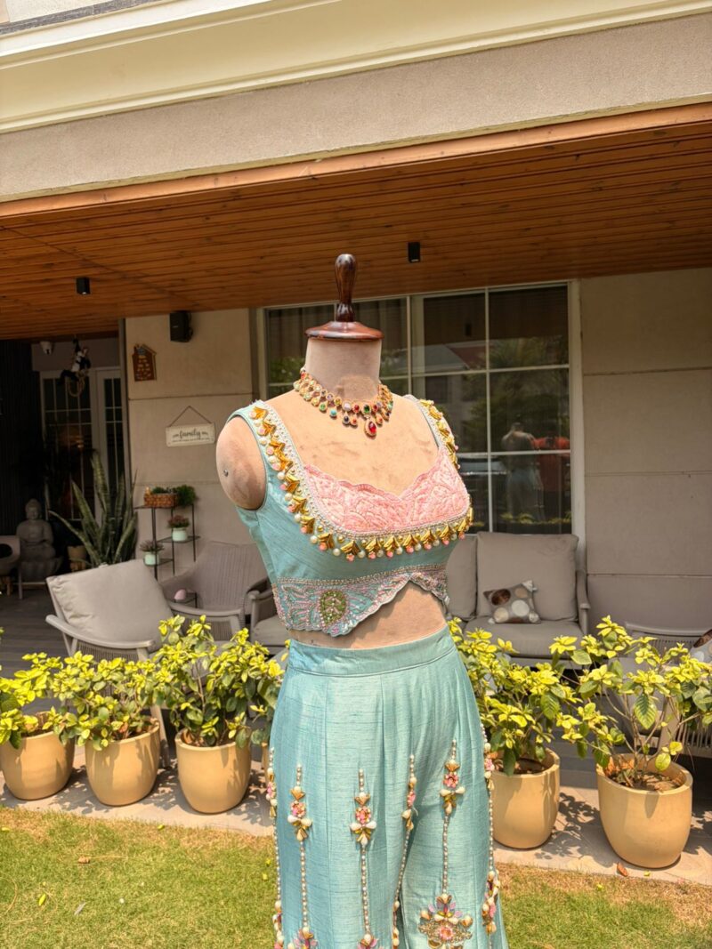 Elegant mint embroidered co-ord set