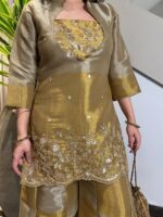 Olive green embellished gharara set