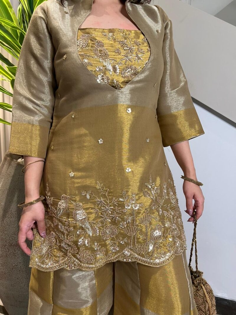 Olive green embellished gharara set