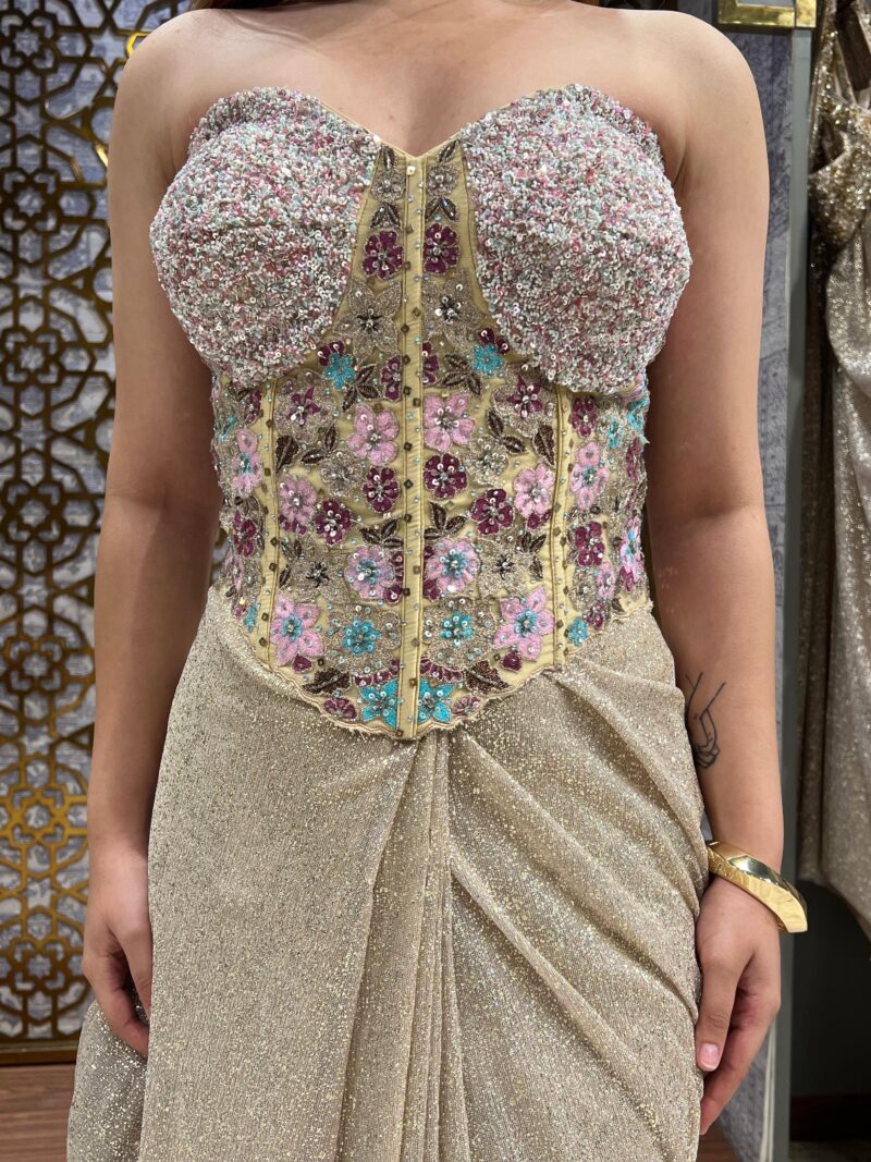Moonlit pearl drape saree