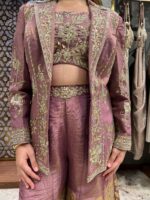 Mauve celestial sharara set with jacket