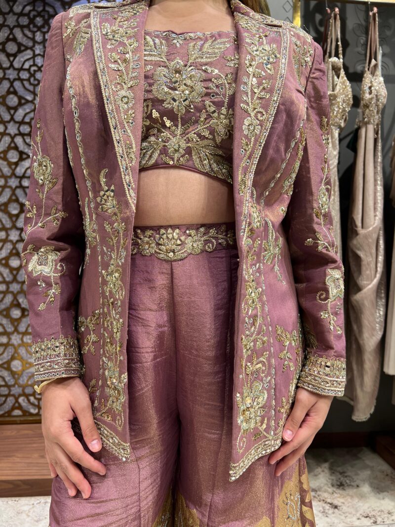 Mauve celestial sharara set with jacket