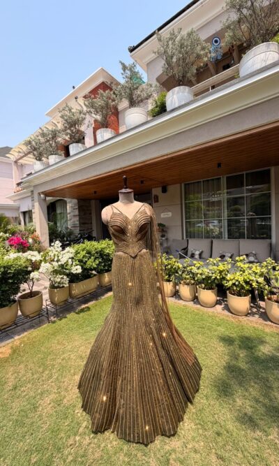 Royal copper embellished fusion fishcut set