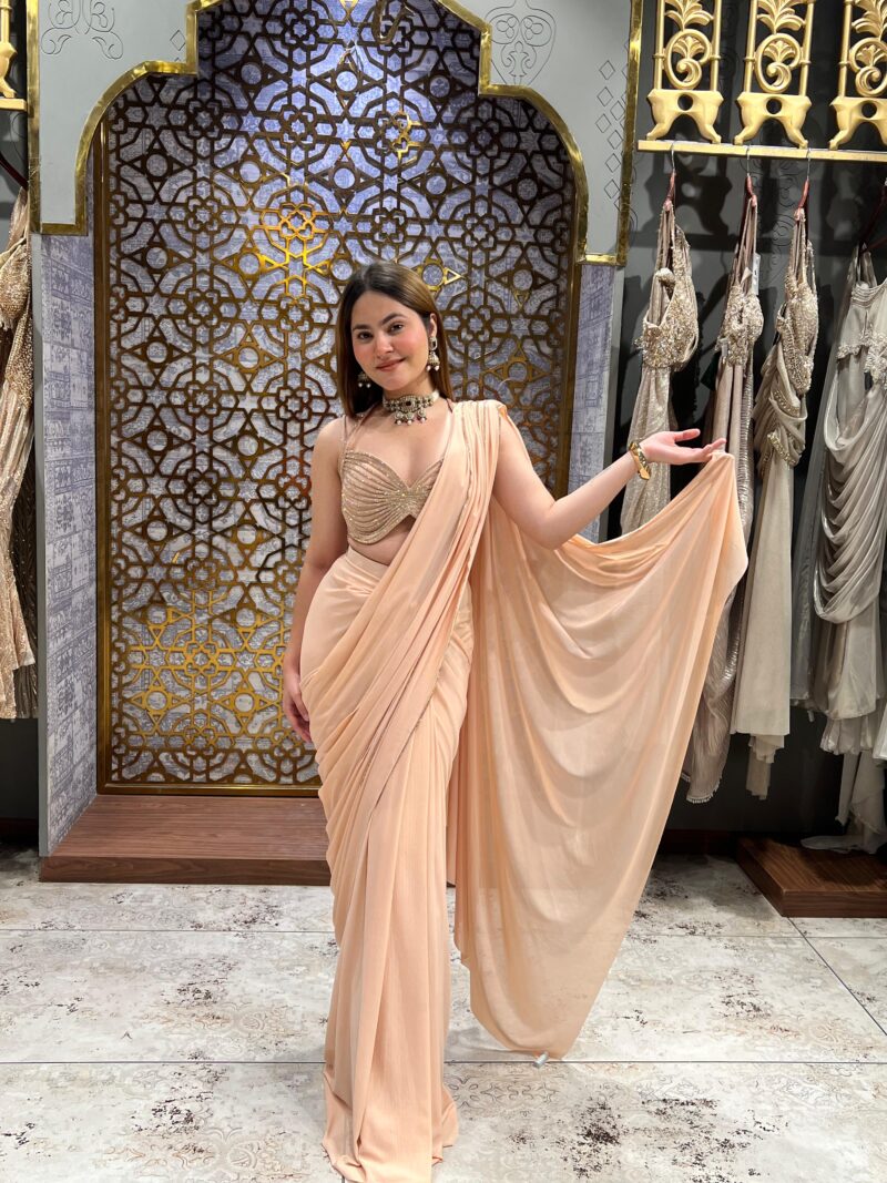 Peach royale classic drape saree