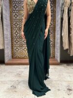 Green embellished elegent drape saree